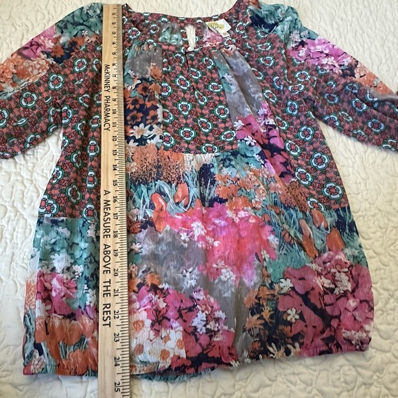 Anthropologie Fig Flower Shirt Blouse Top 3/4 Sleeve Women's Small Boho Peasant - Picture 11 of 11